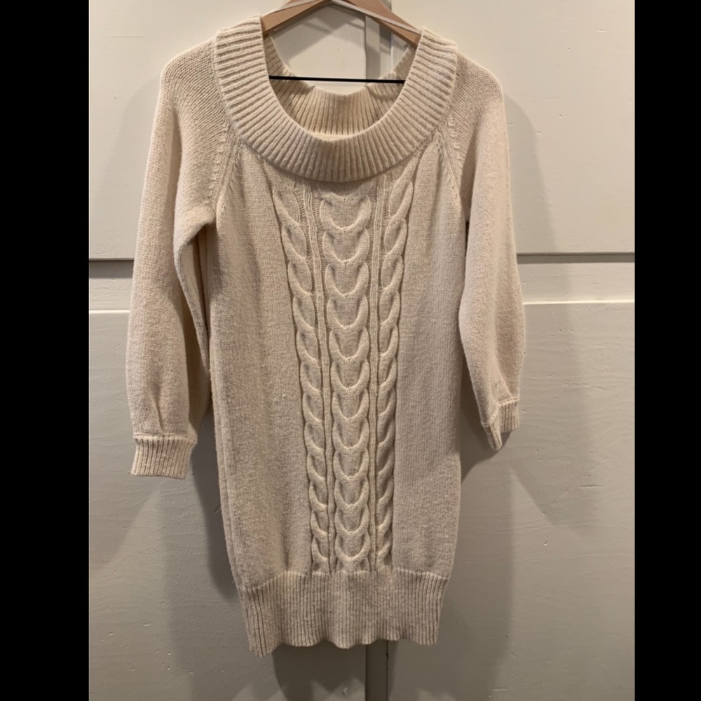 Cream colored sweater dress